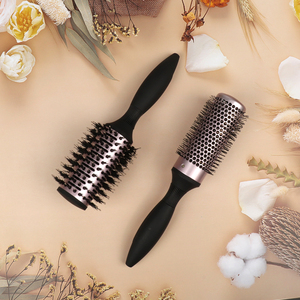 Cepillo de pelo de barril redondo personalizado con cerdas de jabalí, extensión de salón rizado nano iónico térmico de cerámica, secado por soplado, rizador de estilo - Product Image 1