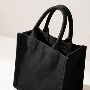 Custom Premium-Feel <b>Black</b> <b>Canvas</b> <b>Tote</b> <b>Bags</b> Logo-Print Letter Pattern Structured Design Large Capacity Waterproof Eco-friendly - Product Image 4