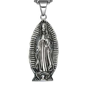 Colliers pendentifs en acier inoxydable résistant à la corrosion et à la ternissure, tendance vintage hip-hop, prière de la Vierge Marie, chrétien - Product Image 3