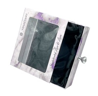 Boîte de rangement de luxe en marbre pour soins de la peau avec fenêtre transparente, boîte cadeau coulissante pour perruques avec insert en satin de soie, logo personnalisé pour montre