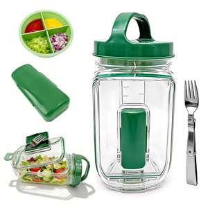Bocaux à salade portables pour le voyage et le bureau, pots à salade Mason à ouverture latérale, étanches, pour salades à couches verticales - Product Image 2