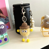 Vente en gros de porte-clés en fausse boule de fourrure de lapin porte-clés en peluche avec pompon et fausse boule de charbon