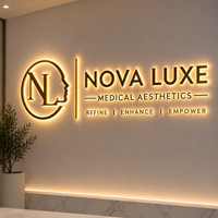 Enseigne lumineuse personnalisée en métal, lettres en acier inoxydable brossé doré avec LED pour clinique dentaire, salon de beauté, entreprise, mur extérieur