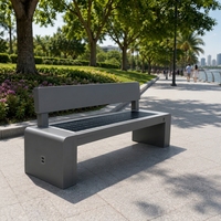 Banc de jardin solaire avec éclairage LED, étanche, Bluetooth/WiFi, design moderne, utilisation en extérieur, salle de sport, parc, hôtel, villa, acier inoxydable
