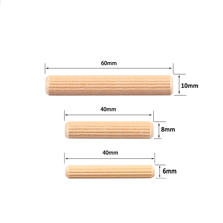 Оптовая продажа, деревянный дюбель с резьбой и штифты диаметром 6 мм, 8 мм, 10 мм