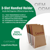 Organisateur de bureau en acrylique transparent de luxe à 3 compartiments pour trier les documents, idéal pour la maison, l'étude, l'école et le bureau (OEM d'usine)