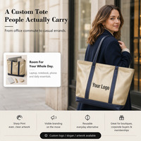 Sac fourre-tout en toile de coton bleu marine moyen avec logo imprimé personnalisé, poignée longue et imprimé rayé pour le voyage, fabrication OEM directe d'usine