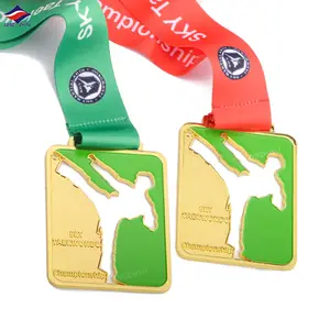 Longzhiyu taekwondo ouro medalhas fabricante personalizado metal esmalte kungfu medalhas bespoke liga de zinco 3d wresting karate bjj medalhas