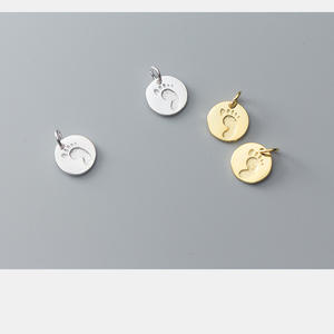 Dijes de pie de Bady de plata de ley S925, colgante de moneda de 8mm para bebé recién nacido, regalo de <span class=keywords><strong>Palma</strong></span> - Product Image 3