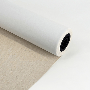 Medium particle polyester linen <b>canvas</b> roll 400gsm base coat blank artist <b>canvas</b>, suitable <b>for</b> wholesale of <b>oil</b> <b>painting</b> - Product Image 1