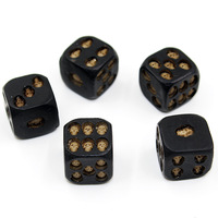 Dés à six faces en résine noire en forme de crâne, écologiques, à coins arrondis, pour jeux créatifs, accessoires amusants, jeux décontractés, fêtes, carnavals, bars