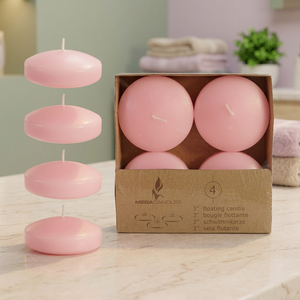 CGA064-P 3-Piece Floating Disc Soy Wax Votive <b>Candles</b>-Pink Handmade & Odorless-Easter Holiday Decor - Product Image 3