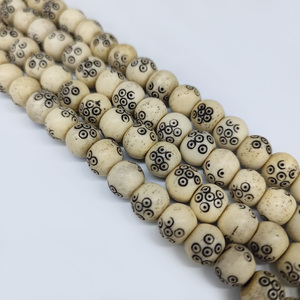 Groothandel handgesneden cirkelpatroon ronde natuurlijke beenkralen voor het maken van mode-sieraden - Product Image 6