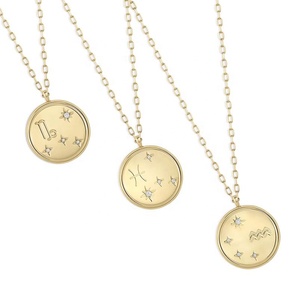 Collar con Colgante del Zodiaco de Oro de 14k y Plata S925, Joyería de Horóscopo, Productos Más Vendidos de Gemnel 2025 - Product Image 1