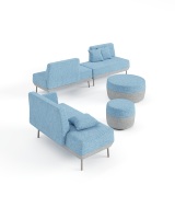 Conjunto de Sofás Modulares de Tela para Oficina Moderna, Ergonómicos, Combinación de Dos Tonos, Sofá de Espera, Mesa de Centro con USB, Sala de Estar Comercial