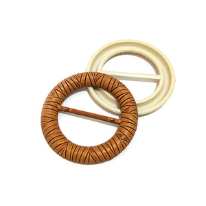 बुना बांस रतन लट Semicircular महिला बेल्ट बकसुआ अंगूठी बकसुआ बेल्ट - Product Image 6