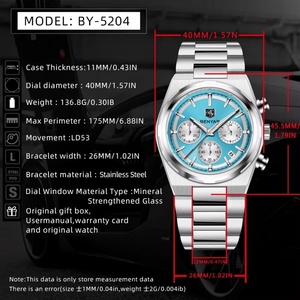 Montres Benyar pour hommes 2025, 5204 chronographe, sport, étanche, acier inoxydable, Relojes Hombre - Product Image 6
