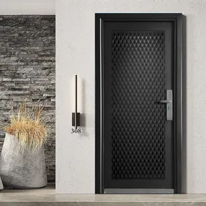 2024 New Design Metal Security Steel Single Iron Exterior Embossed Sun-protected Asian Doors For Home Houses