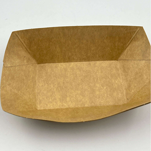 Plateau alimentaire rectangulaire en papier kraft brun gaufré imprimé personnalisé, jetable, prix de gros - Product Image 3