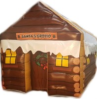 Grotte de cabane en rondins interchangeable tout usage marron de 10 pieds x 12 pieds avec ventilateur et porte Cabane de ski gonflable commerciale pour l'hiver
