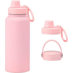 Bouteille d'eau sport isotherme à double paroi en acier inoxydable 1L (32oz) avec logo personnalisé et revêtement poudré - Product Image 1