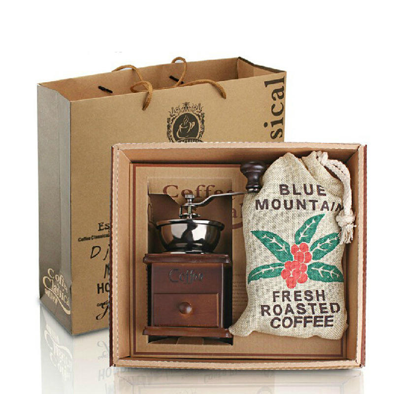 Coffret cadeau moulin à grains de café en sac