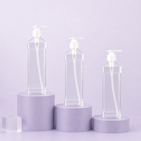 Nouvelle bouteille à pompe transparente en PET de 550 ml, écologique, ronde, pour savon liquide, shampoing, après-shampoing, tonique, lotion