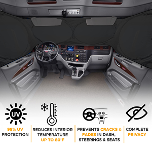 Pare-soleil pliable à double anneau pour grand camion, couleur unie, installation adhésive sur pare-brise - Product Image 2