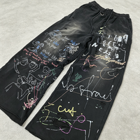 Fabricant de vêtements streetwear YSJY, pantalons de survêtement épais effet délavé, broderie personnalisée, pantalons de survêtement à jambes larges pour hommes