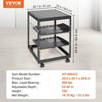Rack de serveur ouvert 12U à profondeur réglable Rack de routeur réseau autoportant avec traitement de soudage Rack d'équipement informatique à tarifs bas