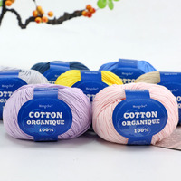 Fil de coton Mengchu 50g 100% coton super doux pour crochet et tricot à la main, idéal pour pulls et autres créations.