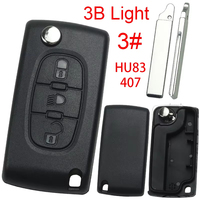 Coque de clé de remplacement à distance Citroen/Peugeot Flip HU83 lame sans pince de batterie ou Logo veuillez choisir le bouton