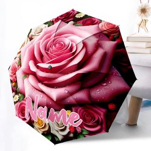 1 Parapluie Pliant Rose Personnalisé Sans Minimum de Commande, Cadeau Floral Romantique, Impression UV, Ombrello Personnalisato - Product Image 3