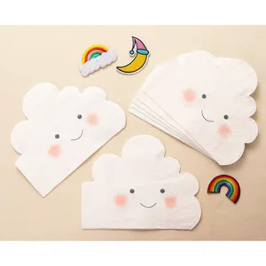 Ensembles de vaisselle jetable personnalisés pour fêtes d'enfants, fournitures d'anniversaire, assiettes en papier, gobelets, serviettes en forme de nuage - Product Image 3