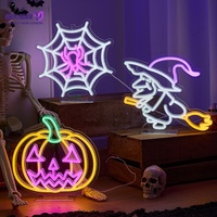 Bande lumineuse LED néon USB en PVC à motif toile d'araignée 3D rose pour Halloween, contrôle manuel, idéale pour les fêtes