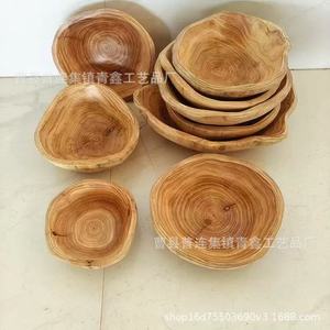Cuencos de madera Qingxin hechos a mano, bandejas de frutas irregulares, vajilla tallada en raíz para fiestas, origen Shandong, sin recubrimiento. - Product Image 3