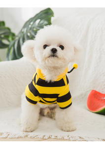 귀여운 고양이 옷 작은 꿀벌 디자인 겨울 고양이 줄무늬 귀여운 작은 꿀벌 까마귀 2 피트 테디 독 원피스 고급 애완 동물 옷 - Product Image 5