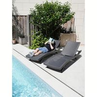 Chaise longue de jardin pliable moderne en rotin PE portable populaire, résistante aux UV, écologique, avec coussin imperméable pour cour