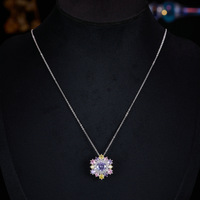 Set Perhiasan Kalung dan Anting Liontin Zirkon Berlapis Emas Kristal Salju Unisex, Hadiah Pernikahan/Pesta, Tembaga, Perhiasan Trendy