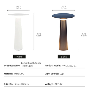 Lampe de table en métal rechargeable, style nordique minimaliste, pour restaurant, bar, café, lumière d'ambiance, lampe de bureau LED portable sans fil, étanche - Product Image 2