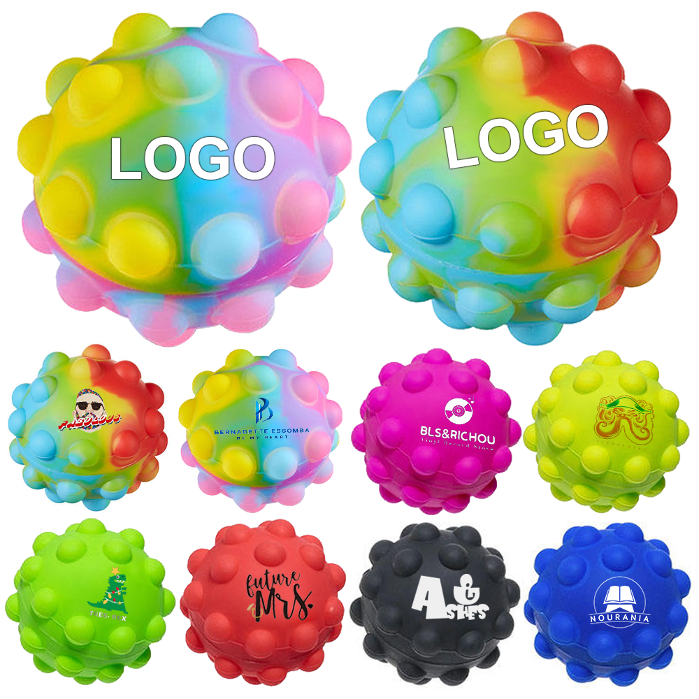 Wholesale Eco-friendly Silicone Squeeze Toys for Kids Adults Stress Relief Fidget Toy Balls Silk Printing Logo Promotional Gift