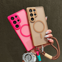 Coque de téléphone magnétique LeYi 2026 effet peau, compatible avec la charge sans fil, étui portable avec sangle pour Samsung Galaxy S26 S25 S24 Ultra