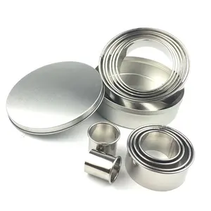 Round Cookie Biscuit Cutter 12Pcs Set Dessert mousse cake donut Ring Cutter Tool 304 Stainless Steel Metal Baking Molds