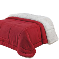 Couette Sherpa Cobedrom Queen Size avec rembourrage en polyester, couverture réversible en laine d'agneau (rouge)