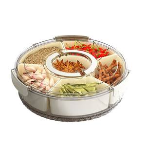 กล่องเก็บเครื่องเทศในครัว 6 ช่องพร้อมที่จับฝาปิดโปร่งใสความจุขนาดใหญ่ตู้เย็นออแกไนเซอร์สำหรับเก็บอาหาร - Product Image 1