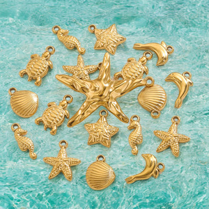 Accesorios colgantes de la serie Ocean de acero inoxidable, Concha, estrella de mar, estrella de mar, collar DIY, pulsera - Product Image 5