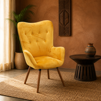 Fauteuil de massage moderne style nordique, dossier ailé, pour salon ou hôtel, en tissu velours – Nouveauté tendance