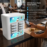 Estación de Alquiler de Baterías Portátiles NEO 8A 4G IoT con 8 Baterías de 6000mAh, Cargador Compartido Compacto de Escritorio con Código QR Retroiluminado