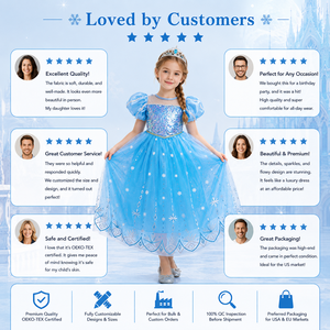Robe de fête d'anniversaire en tulle à paillettes Baige Deluxe, cape flocon de neige, costume de princesse <span class=keywords><strong>Elsa</strong></span> bleu pour filles - Product Image 4