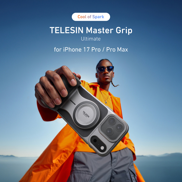 TELESIN Master Grip Kit for iPhone 17 Pro/Max Eco-friendly Gaming Phone Camera Grip 3200mAh Battery Wireless Charging